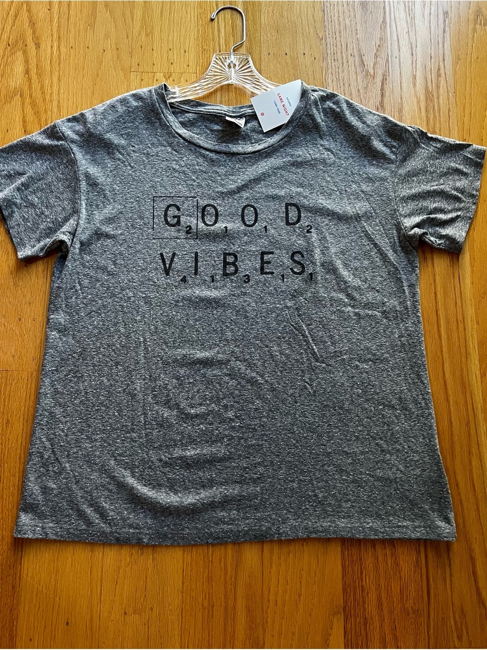 Junk Food Clothing Gray "Good Vibes" Scrabble Short Sleeve Tee Medium NWT